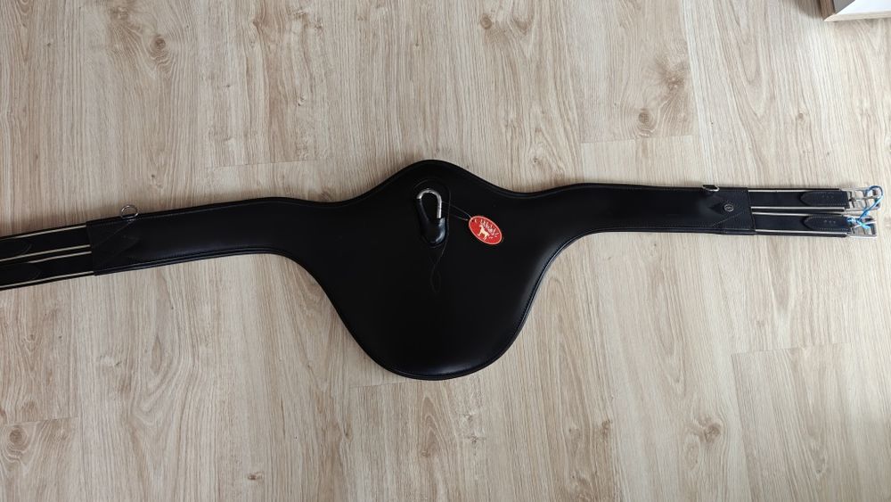 Popręg skórzany z fartuchem Cheval  140cm czarny