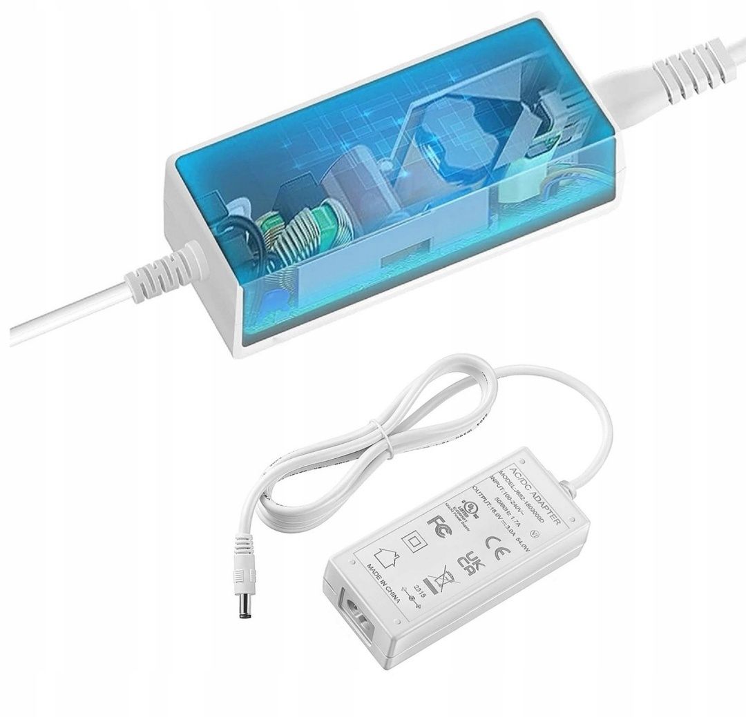 Zasilacz  kabel biały  15V 3A do TAŚM LED KAMER CCTV