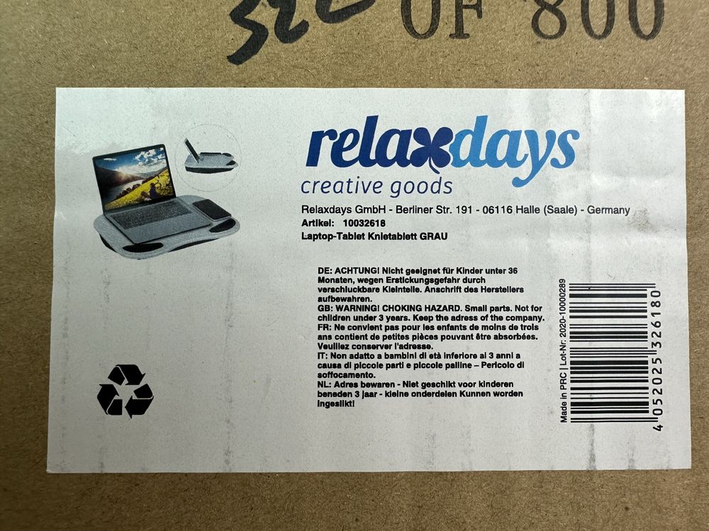 Podkładka poduszka po laptopa (do 17,3”) na kolana Relaxdays