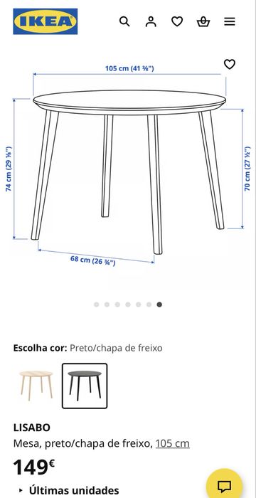 Mesa Lisabo Ikea Redonda