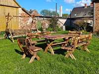 Stół ława krzesła zestaw ogrodowy LITE DREWNO meble ogrodowe drewniane