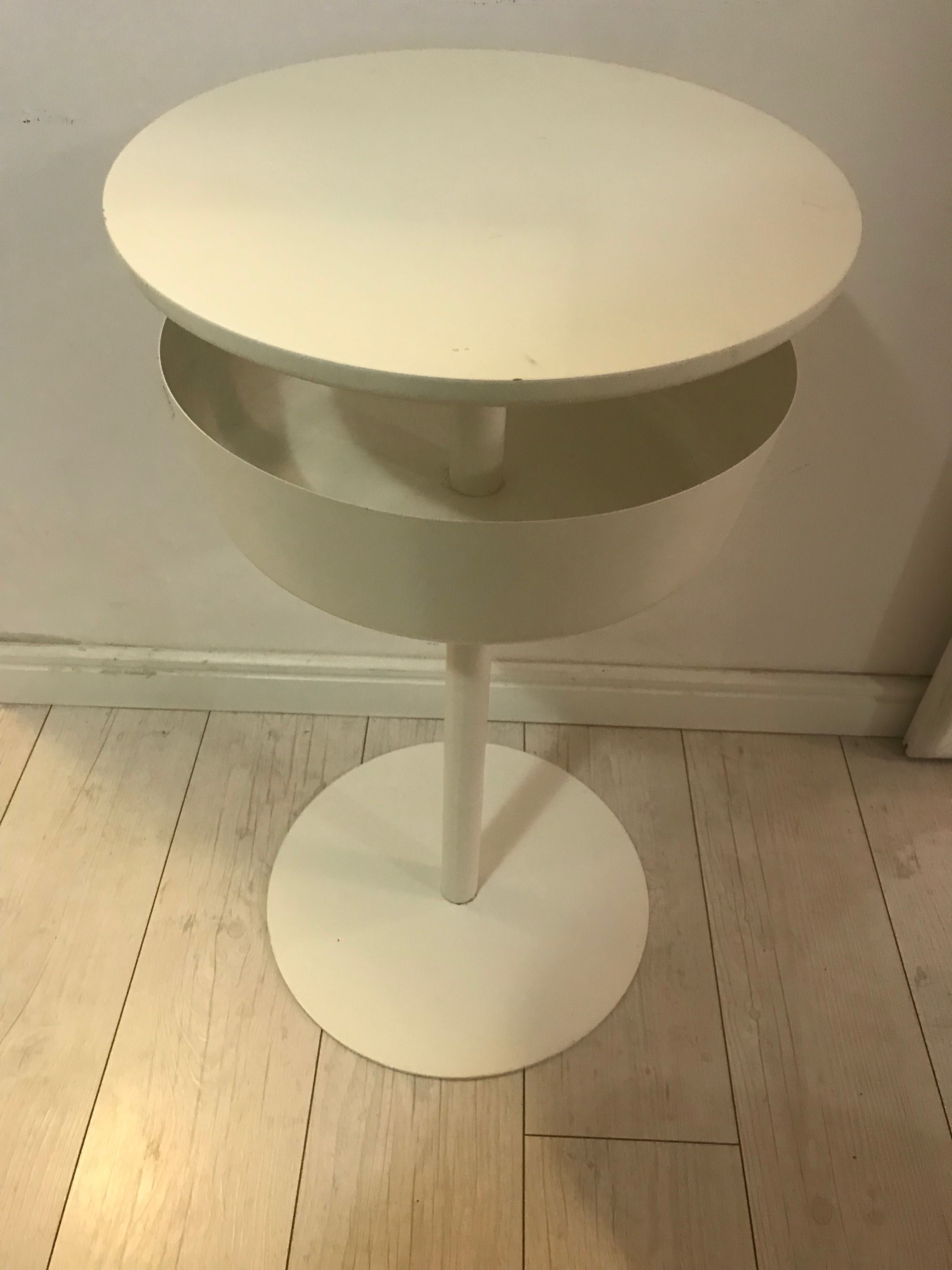 Stolik nocny biały okrągły o średnicy 42 cm