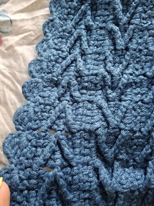 Manta azul lã feita á mão