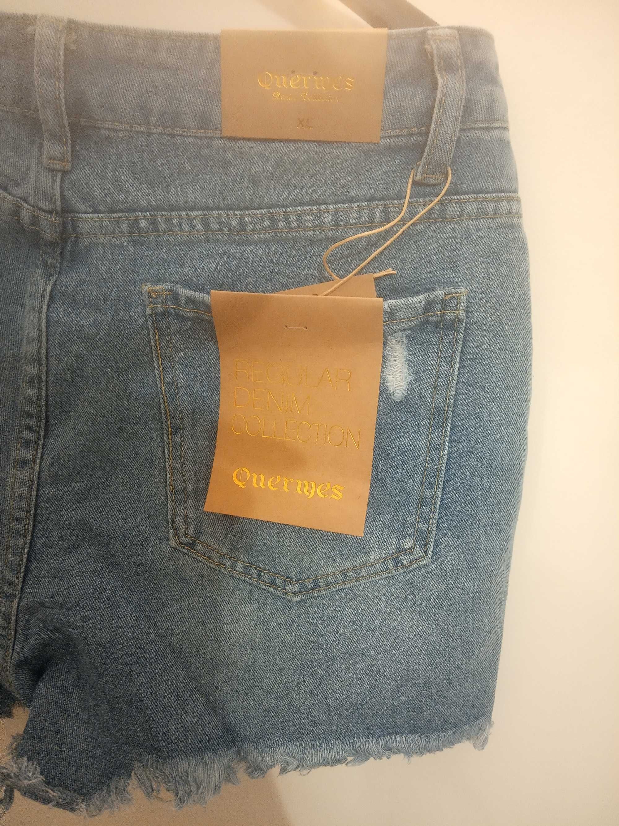 Spodenki nowe jeansowe z metką brelok dziury M/L śliczne szorty krótki