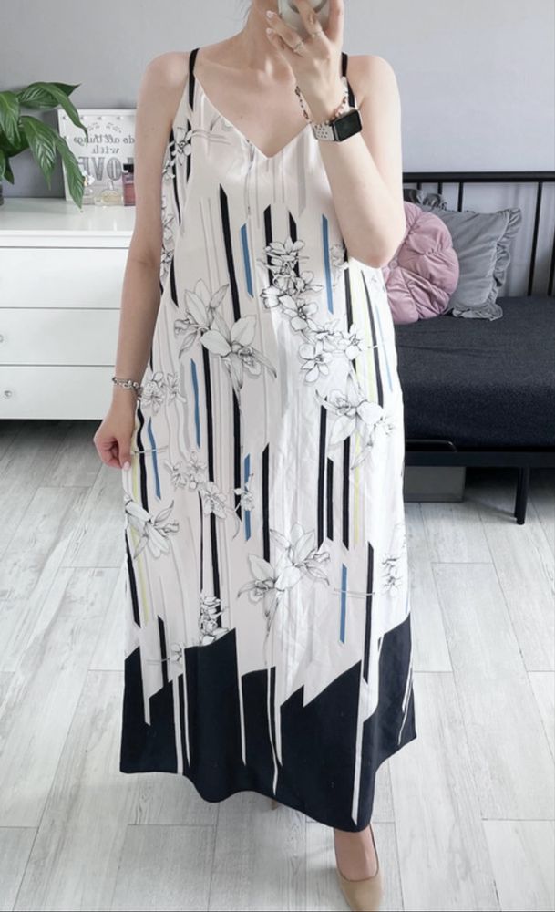 Nex długa sukienka w kwiaty na ramiączkach elegancka