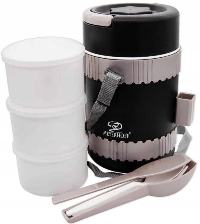 termos obiadowy menażka lunch box + 3 pojemniki pasek sztućce pp 1,8l