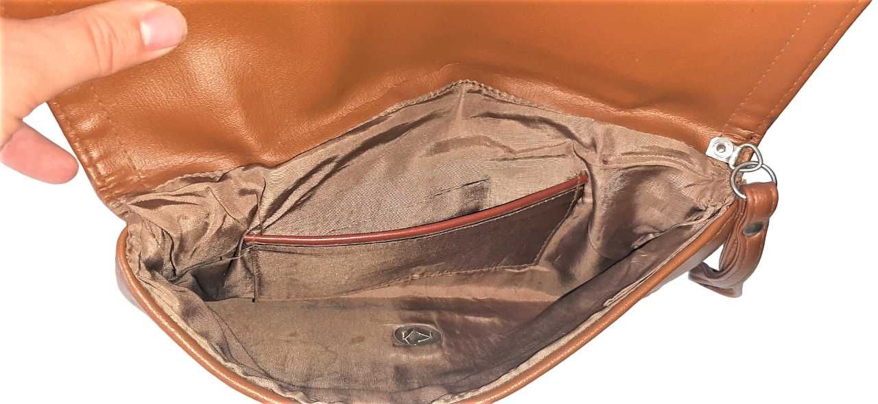 Torba Torebka Kopertówka Wristlet Saszetka brąz