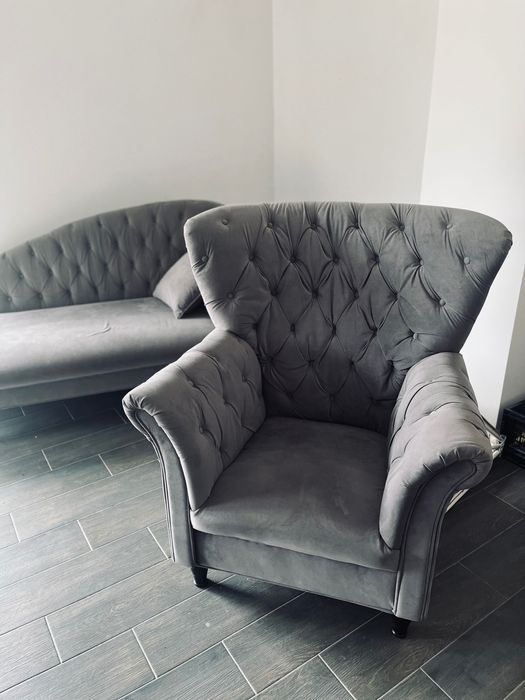 Zestaw Sofa  Szezlong i Fotel  Cupido Black Red White