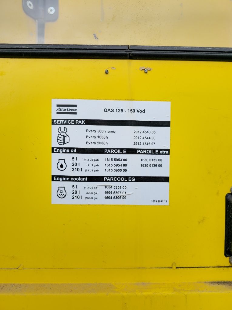 Qas 150 generator Agregat atlas copco 120kW 200A