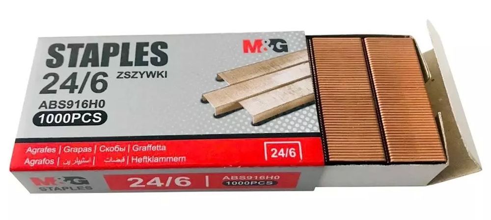 Zszywki miedziowane 24/6 1000szt M&G. M&G