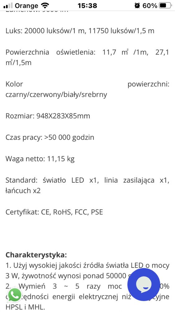 Lampa Apollo Led UV Grow do roślin