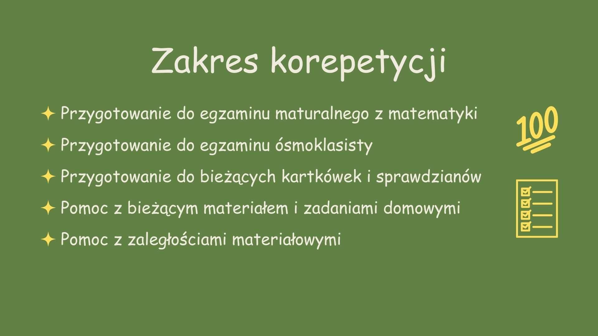 Korepetycje matematyka - matura, egzamin ósmoklasisty, zadania, nauka