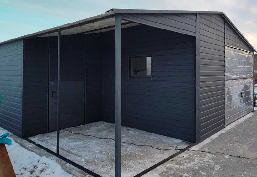 Blaszak, garaż blaszany, garaże z wiatą 4x5 +wiata  ROZMIARY- PROMOCJA