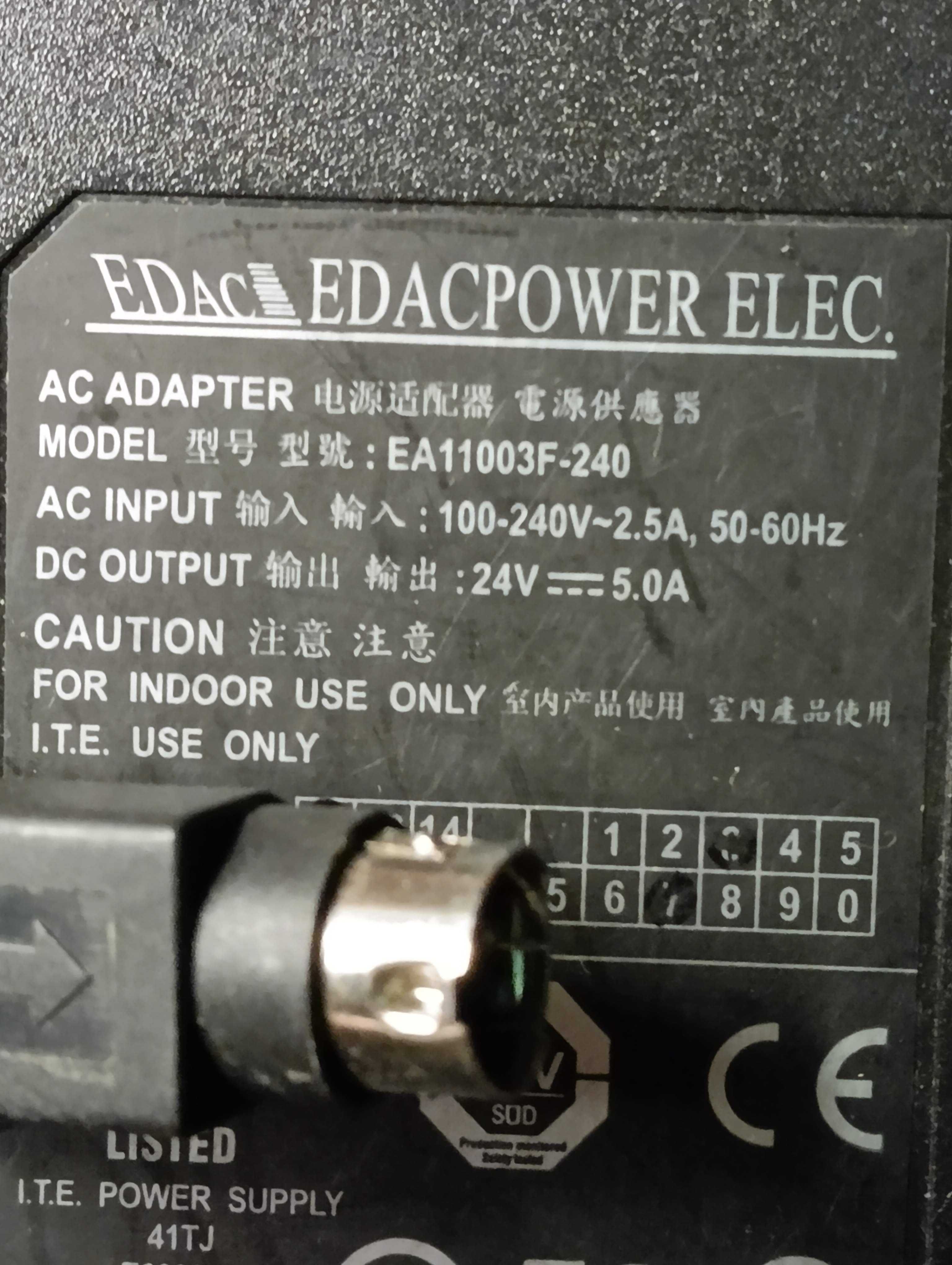Блок питания живлення адаптер EA11003F-240 24V 5.0A EDAC