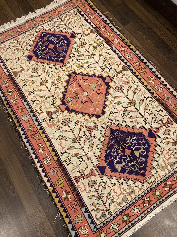 Tapete Persa Kilim 100% Seda feito à mão 191x118cm