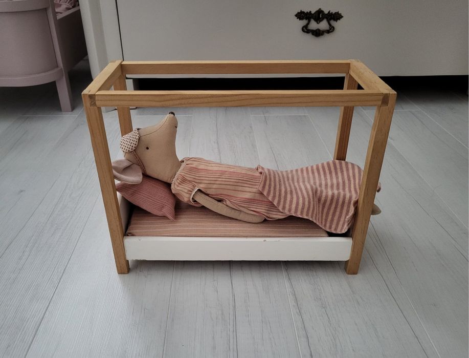 Drewniane duże łóżko łóżeczko dla lalek myszek Maileg XXL
