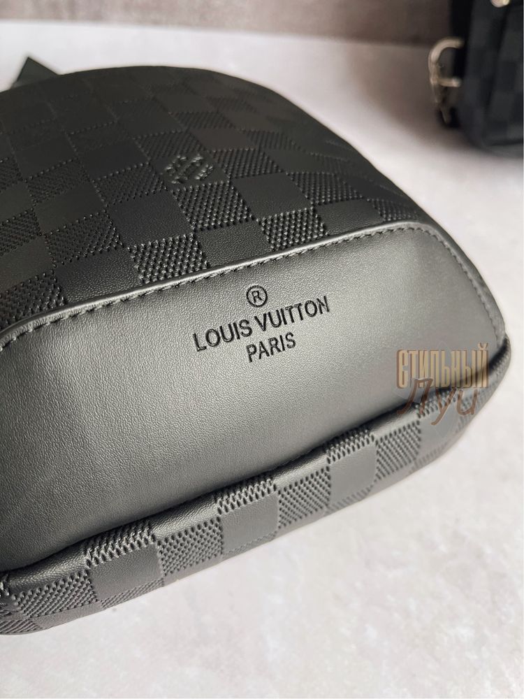 Сумка слінг чоловіча чорна Louis Vuitton | слинг мужская Луи Витон LV