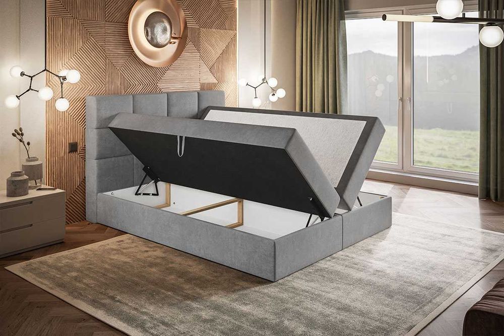 Łóżka Łóżko kontynentalne box ALFA 140x200 160x200 180x200 z materacem