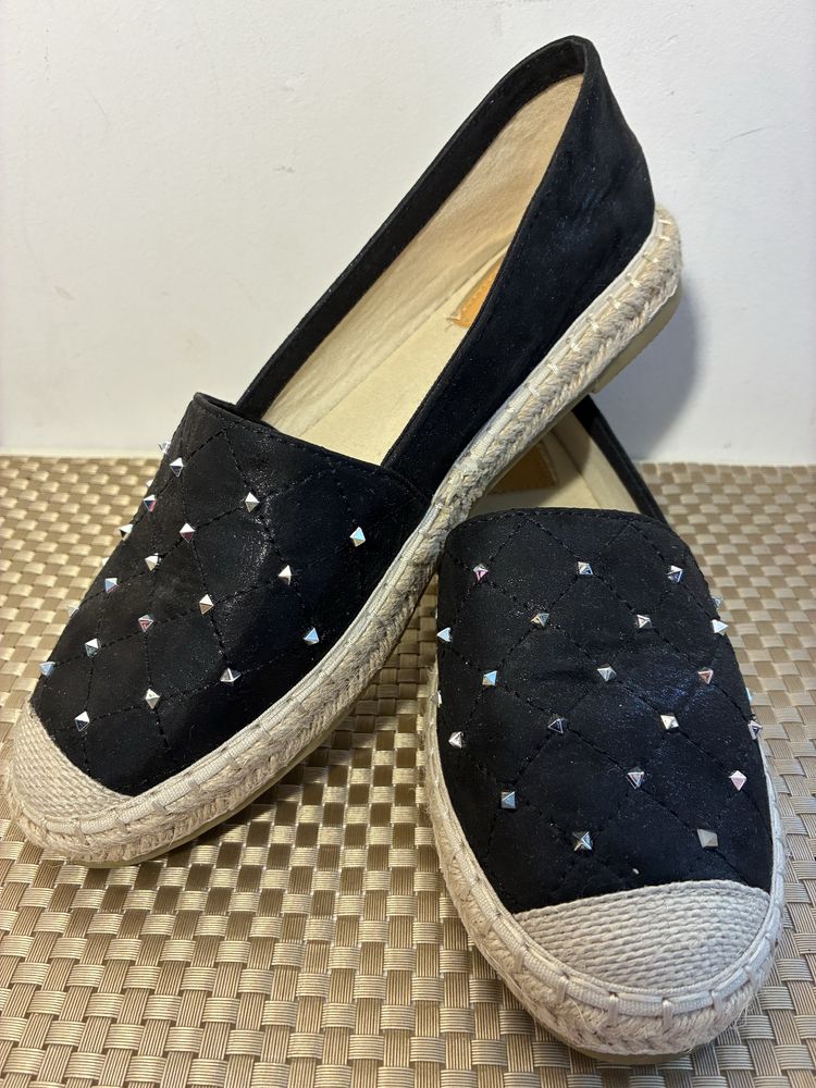 Czarne espadryle z ćwiekami 7386 rozm. 40 -26cm