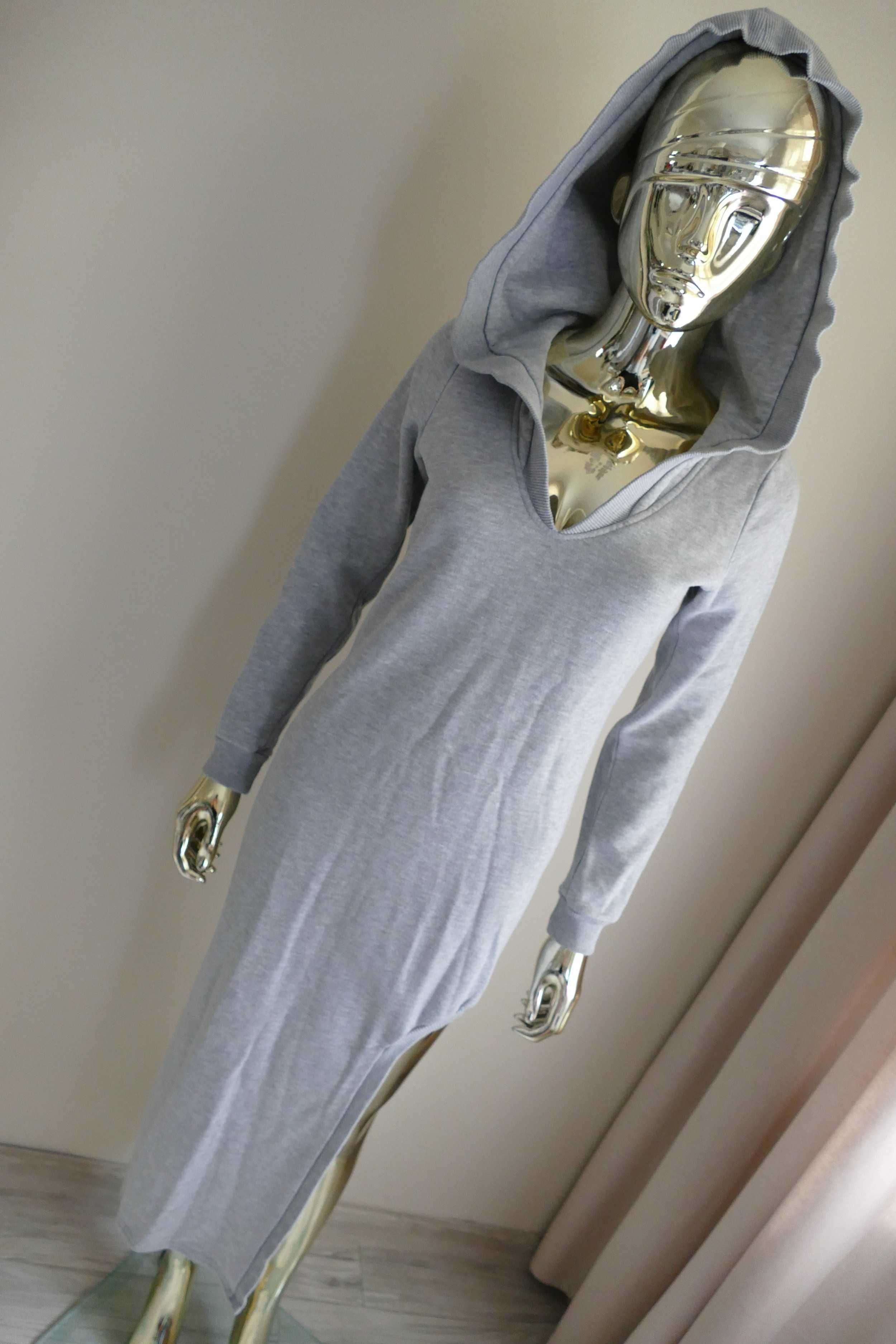 LoveYa  Premium sukienka dresowa maxi z wycięciem na nogę S-M