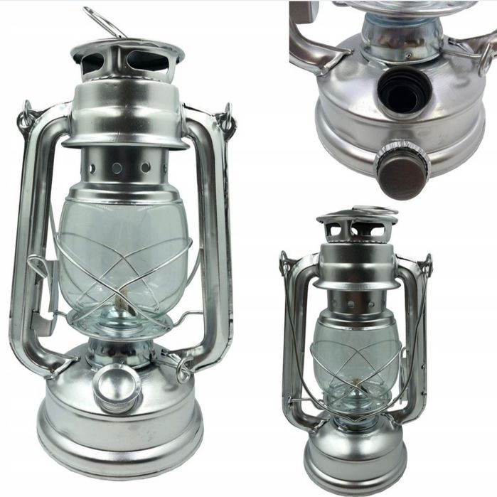 Lampa naftowa srebrna 24cm