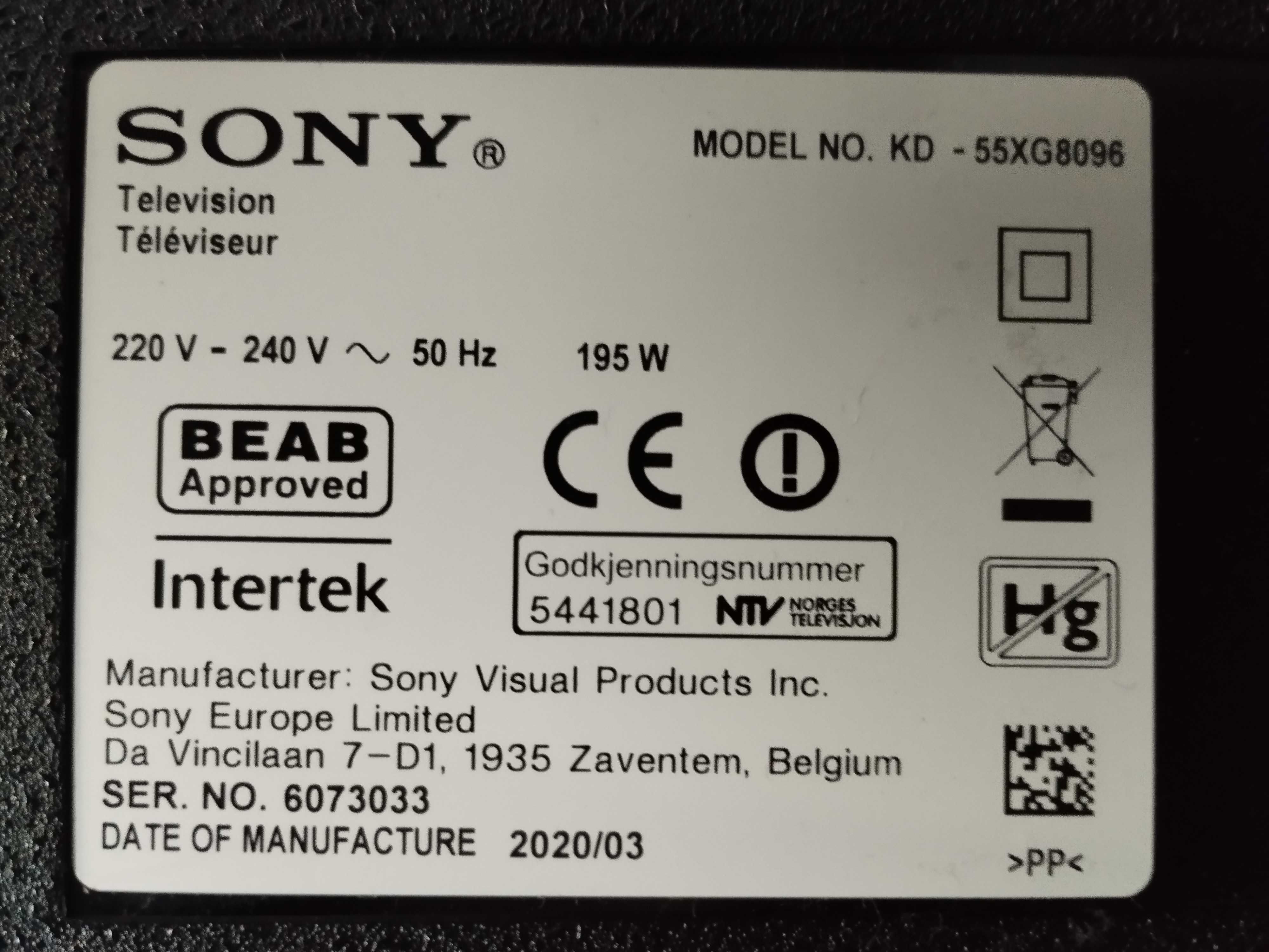 Placa T-Con Sony KD-55XG8096