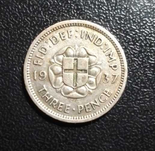 3 пенса 1937, Георг VI, срібло 0,500