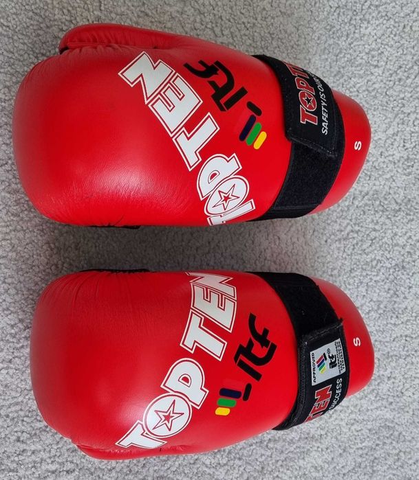 Rękawice otwarte TOP TEN Taekwondo ITF, czerwone, rozmiar S