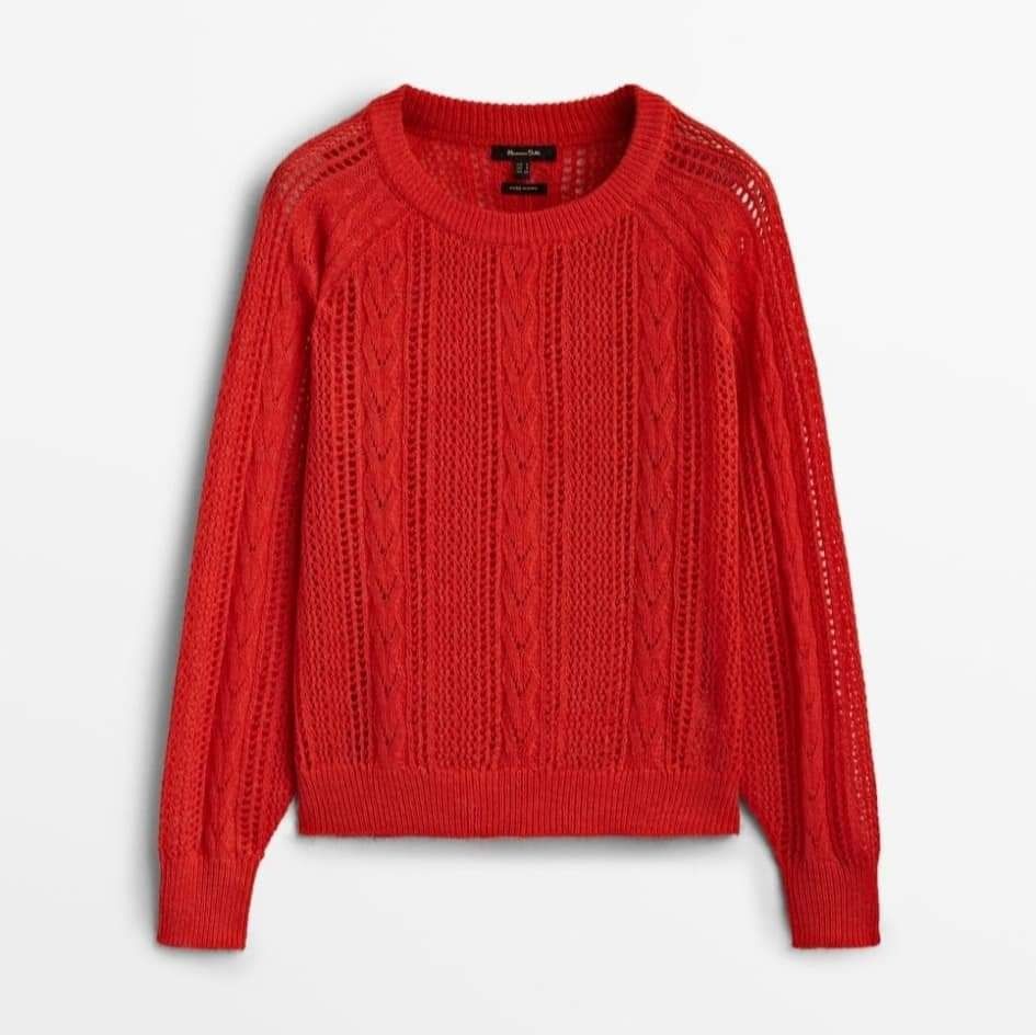 Massimo Dutti sweter ażurowy wełna nowy metka