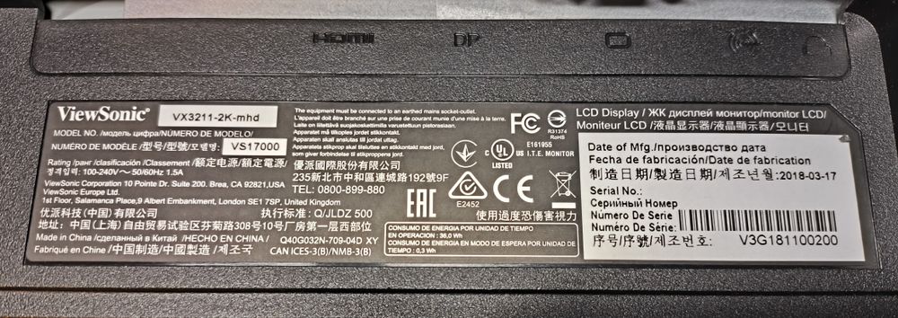 Монітор ViewSonic VX3211-2K-MHD, 32" 2К, IPS, з полосами на екрані