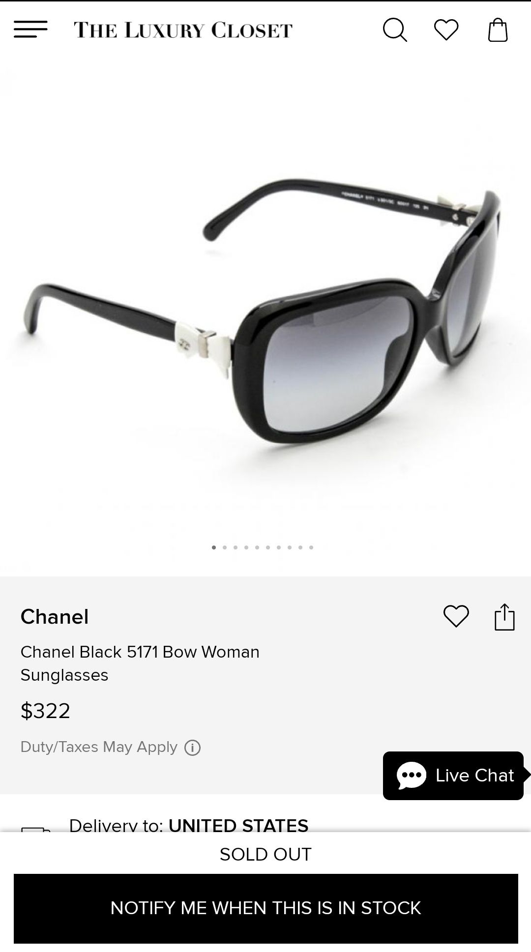 Солнцезащитные очки Chanel Black 5171 оригинал