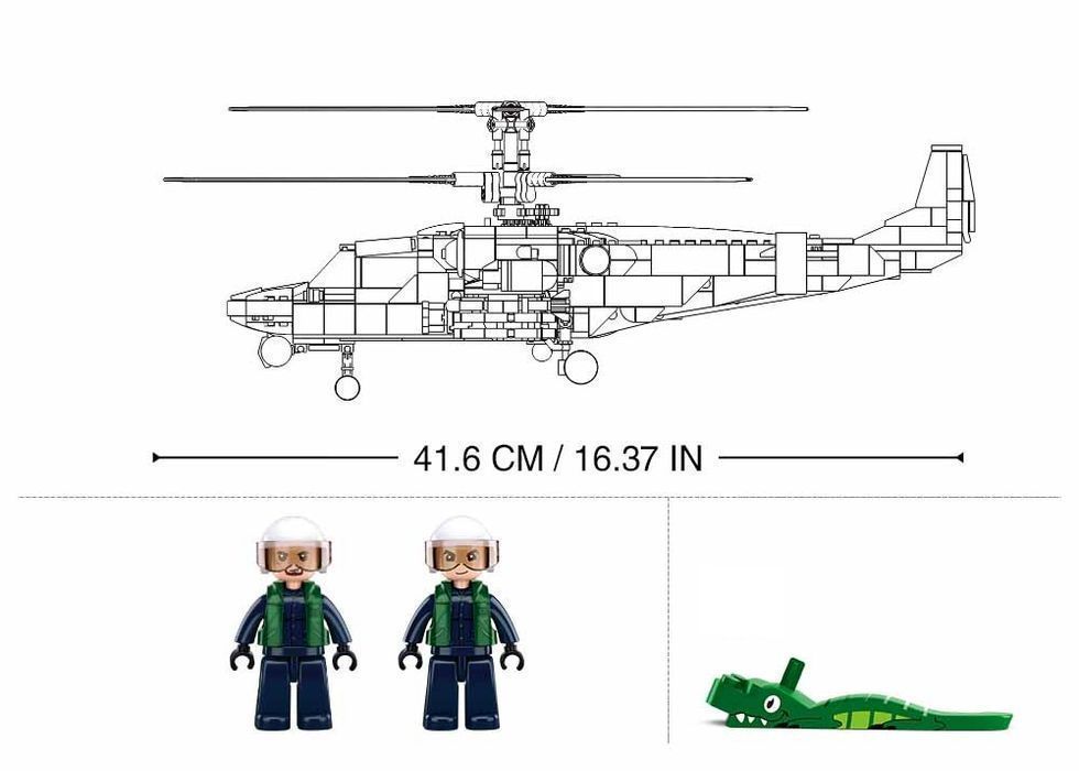 Klocki Sluban Helikopter Śmigłowiec Wojskowy 2 Figurki Ka-52S 913 El.