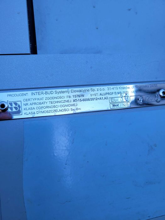 Drzwi przeciwpożarowe ppoż ei30 aluminiowe