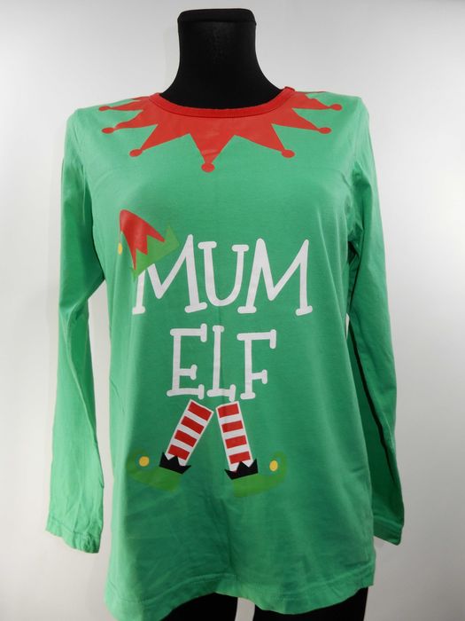 Piżama bluzka piżamowa świąteczna mama elf bawełna zielona 38 M
