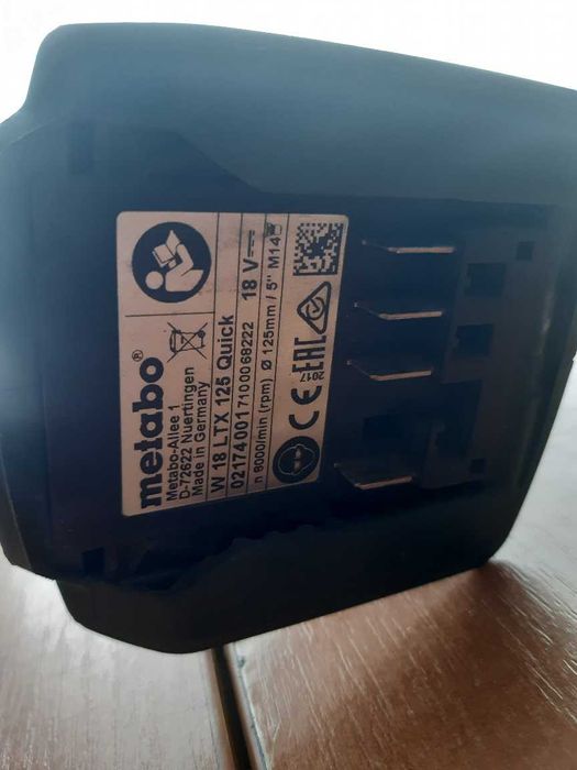 Metabo zestaw szlifierka W18LTX 125+Wkrętarka BS18 LTX+akumul + ładow