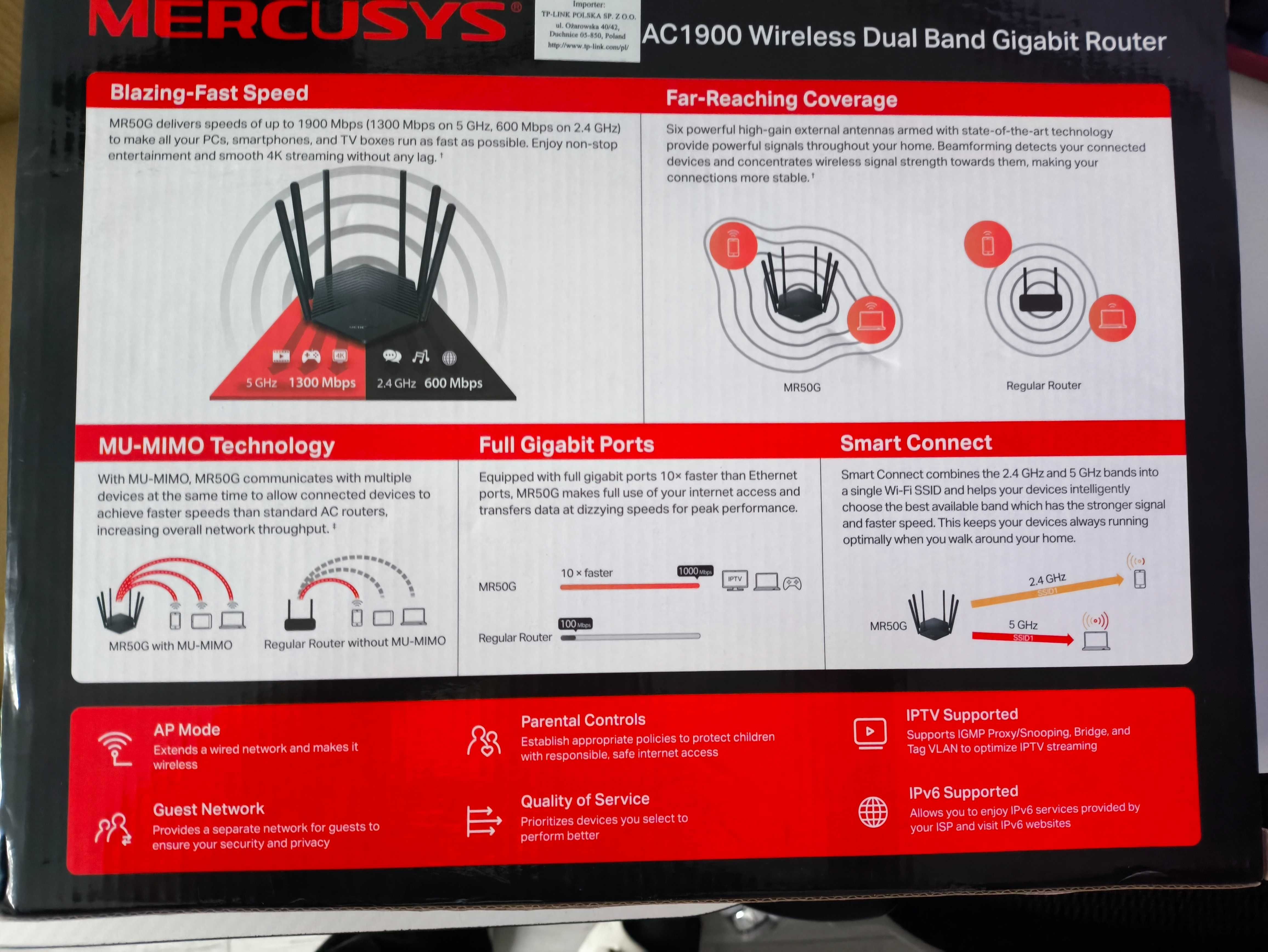 Router Mercusys MR50G AC1900 1xWAN 2xLAN-1Gb