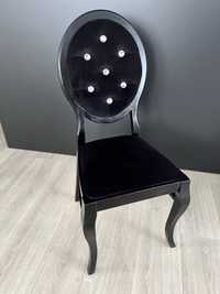 Drewniane krzesła czarne welur glamour