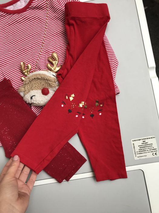 Костюм новорічний різдвяний лосінки легінси з оленем 18-24 м