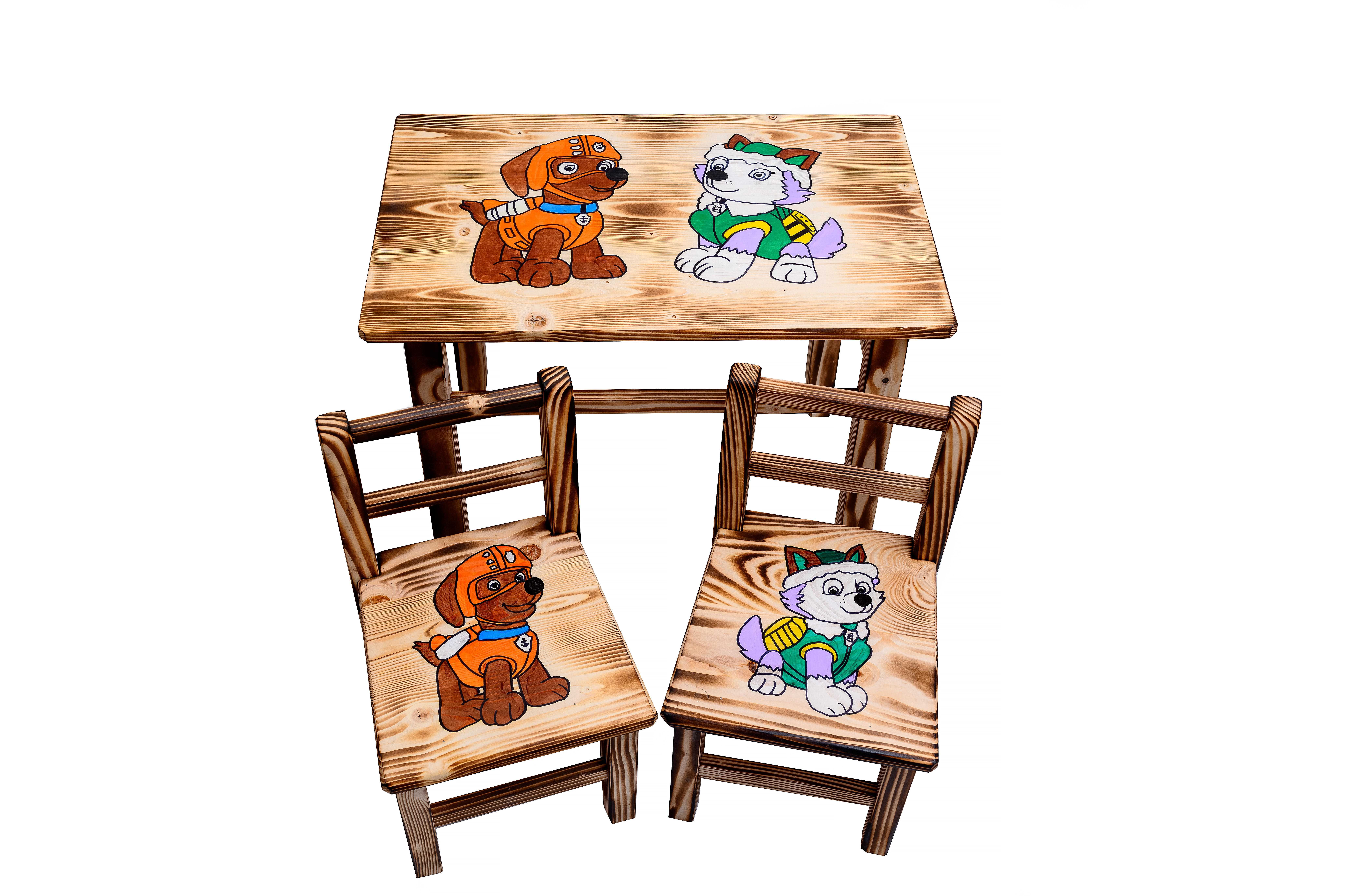 Drewniany stolik + 1 krzesełko zestaw dla dzieci PSI PATROL