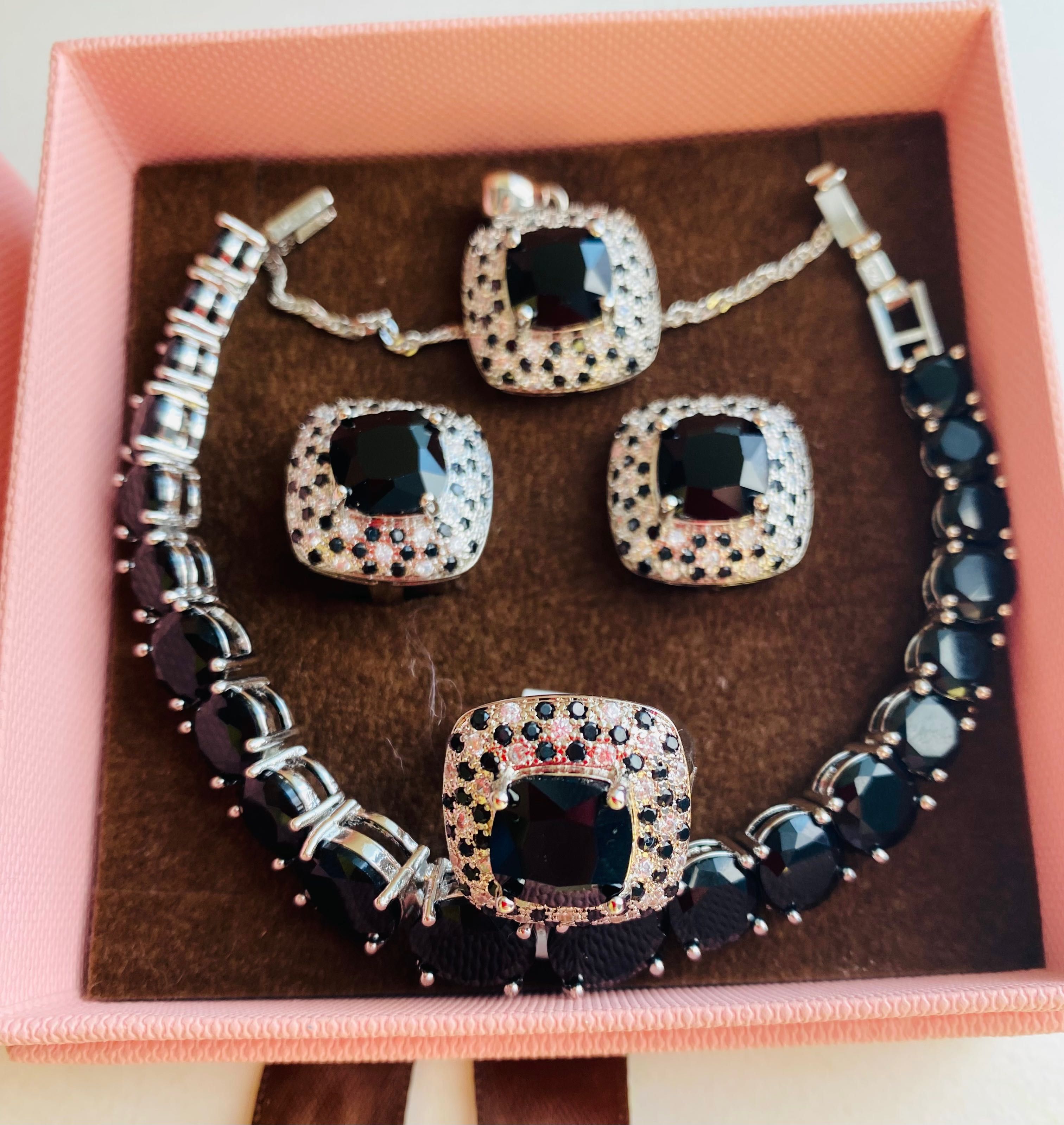 Zestaw biżuterii srebnej 925 komplet  komplekt  black onix pantera