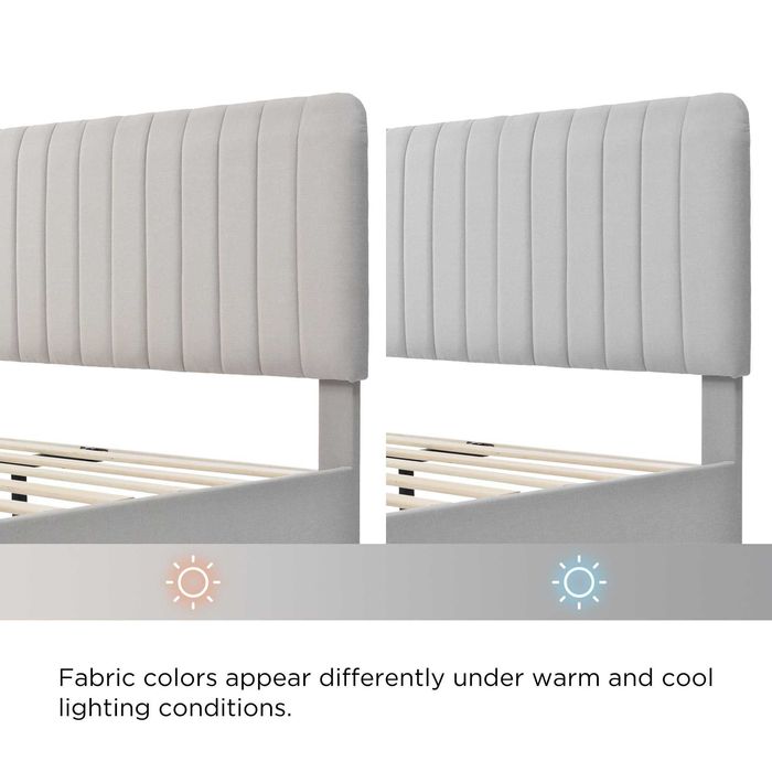 Łóżko tapicerowane, do sypialni, lniane, beżowe 180 cm x 200 cm