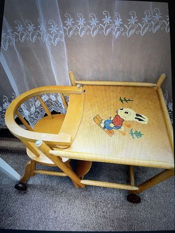 Раскладной детский стол-стульчик для кормления деревянный Раритет СССР
