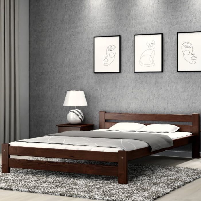 Łóżko 140x200 sosnowe ze stelażem