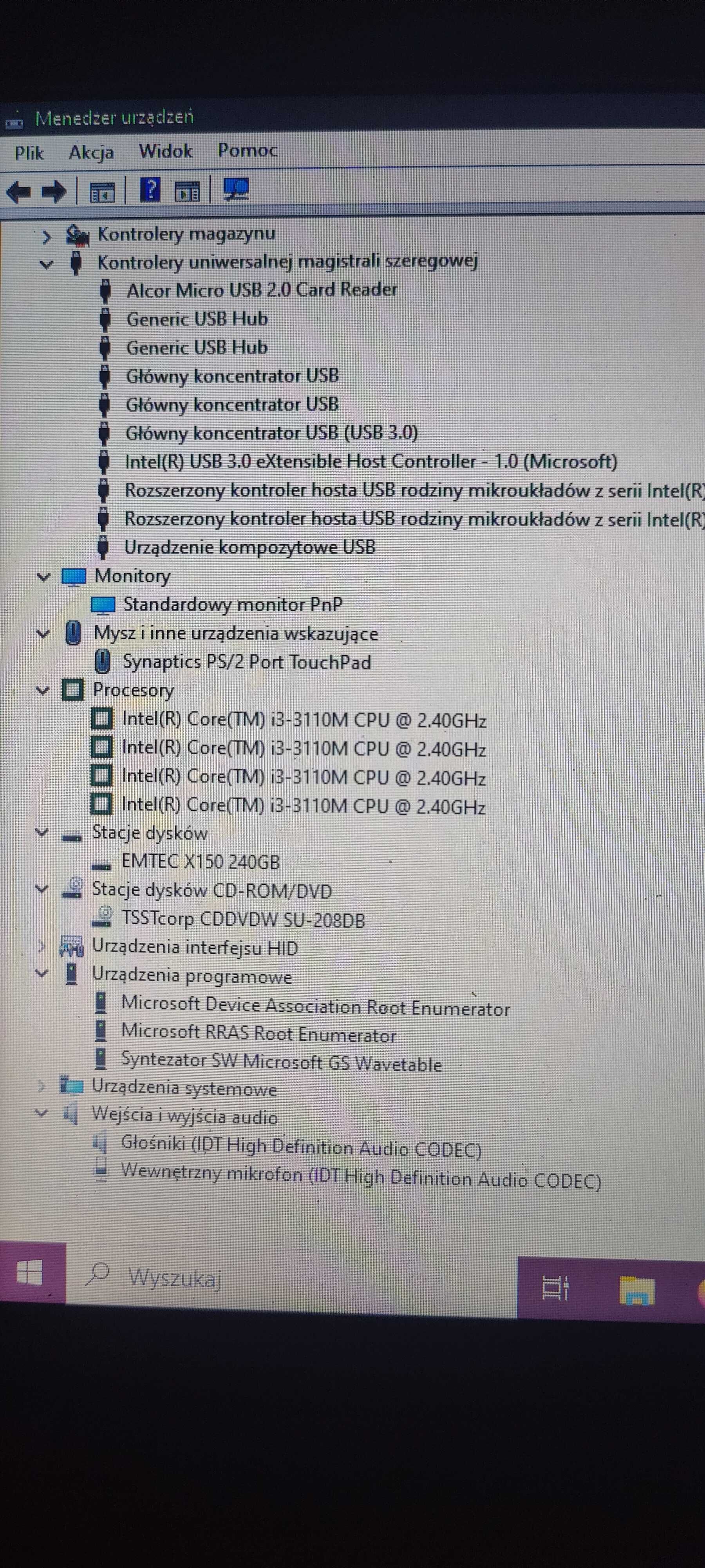 Toshiba C-50 -15,6 cala -Core i3 4x2,40 GHz -6GB Ram -240GB SSD -Win10
