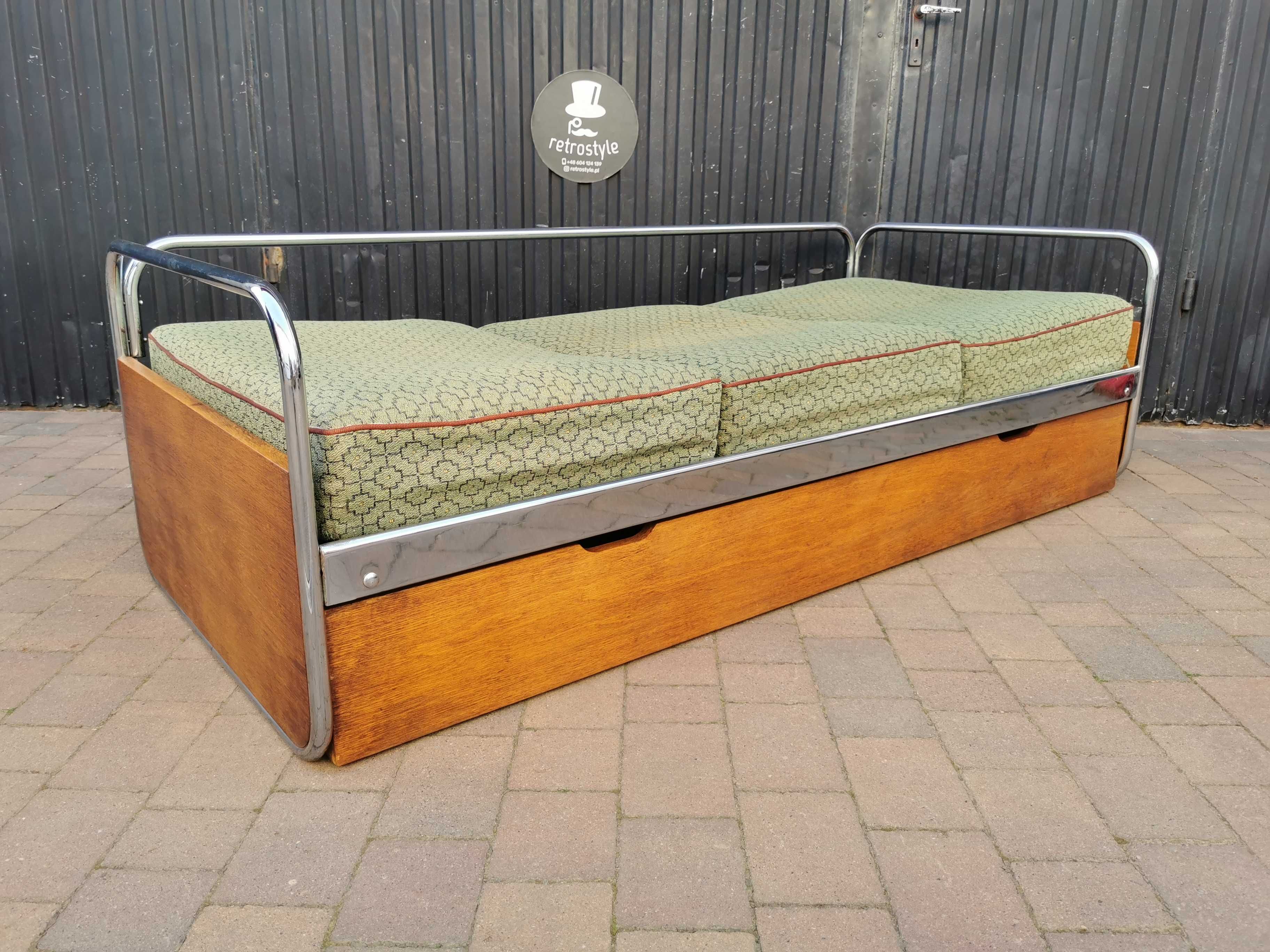 Sofa chrom proj. Hynek Gottwald/ KOVONA Czechosłowacja '40-60, Bauhaus