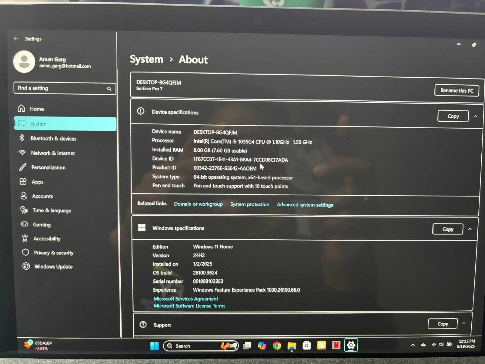 Zestaw Microsoft Surface Pro i5-1035G4 8GB 128SSD Win11 laptop