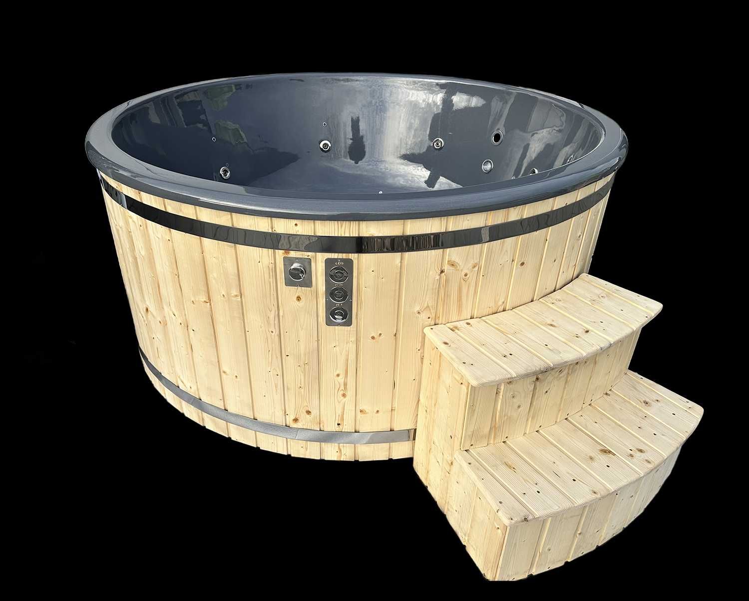 Balia Bania Jacuzzi Ogrodowe Hot Tub 200/225cm Kompozyt Piec na Drewno