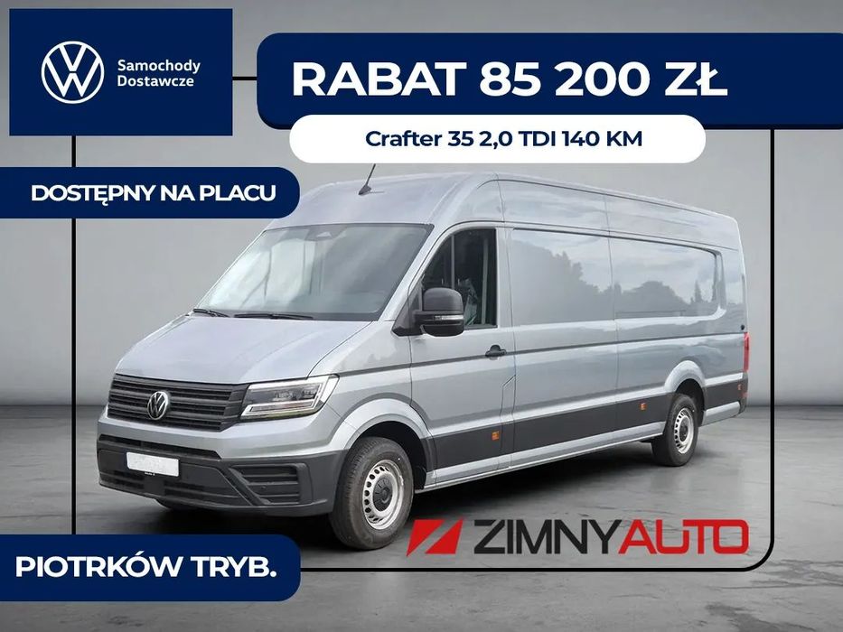 Volkswagen Crafter 35  Furgon z wysokim dachem 140KM Automat rozstaw 4490mm Dostępny od ręki!