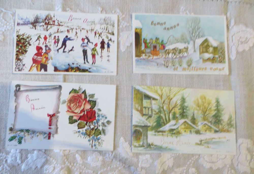 Lote 21 Postais de Natal e Ano Novo - Origem França c/ mensagem Novos