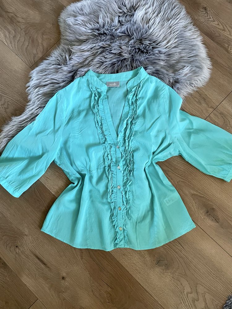 Bluzka koszula z falbankami dobry skład plus size rozmiar 46 3XL